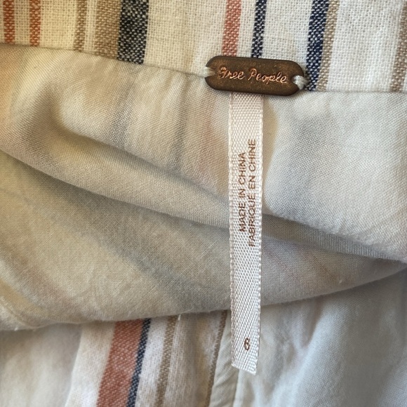 Free People Stripes On Sunday Mini Skirt Button Down Size 6 - Picture 5 of 9